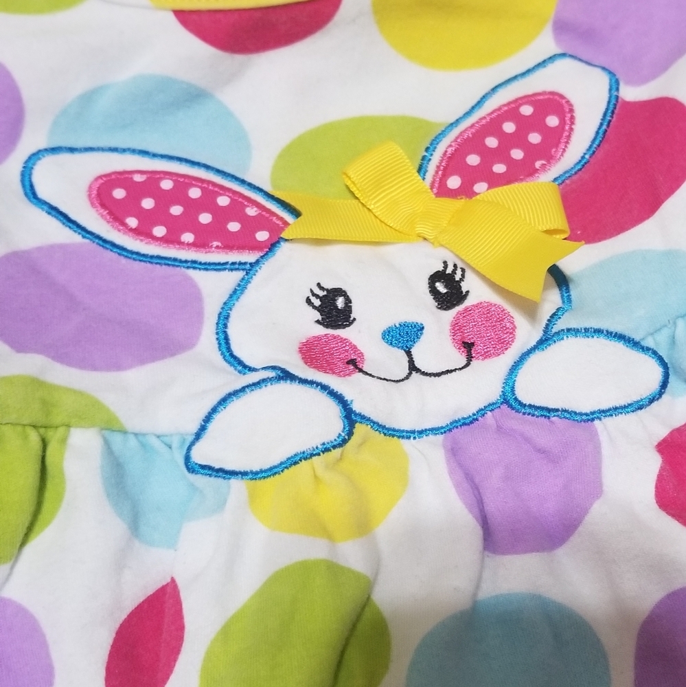 Rare Editions 2T Easter Bunny Polka Dot dress - Picture 3 of 6